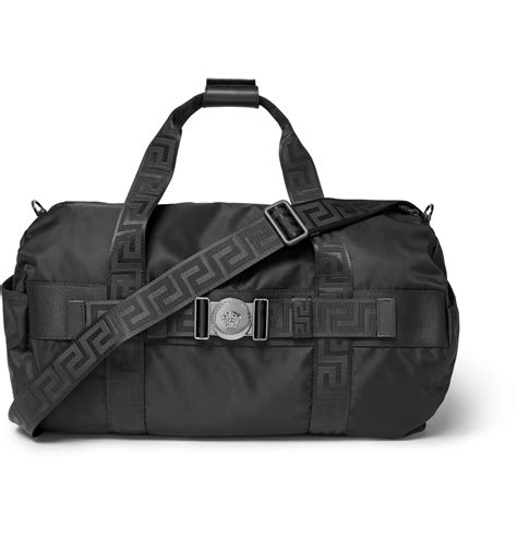 versace - men - logo-embellished nylon duffle bag - black|Versace Black Logo.